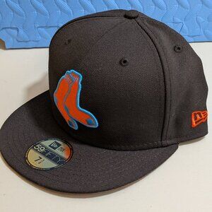 New Era 59Fifty Boston Red Sox MLB Fitted Hat Blue & Orange Size 7 3/8